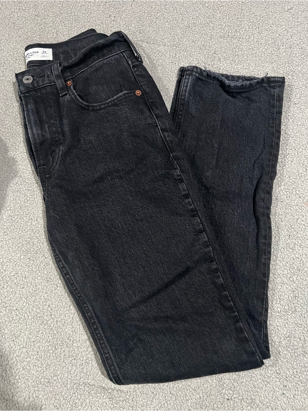Abercrombie & Fitch Black 90s Straight Leg Mid Rise Women's Jeans
